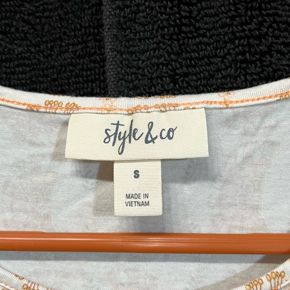 Style & Co White Top with Orange Trim